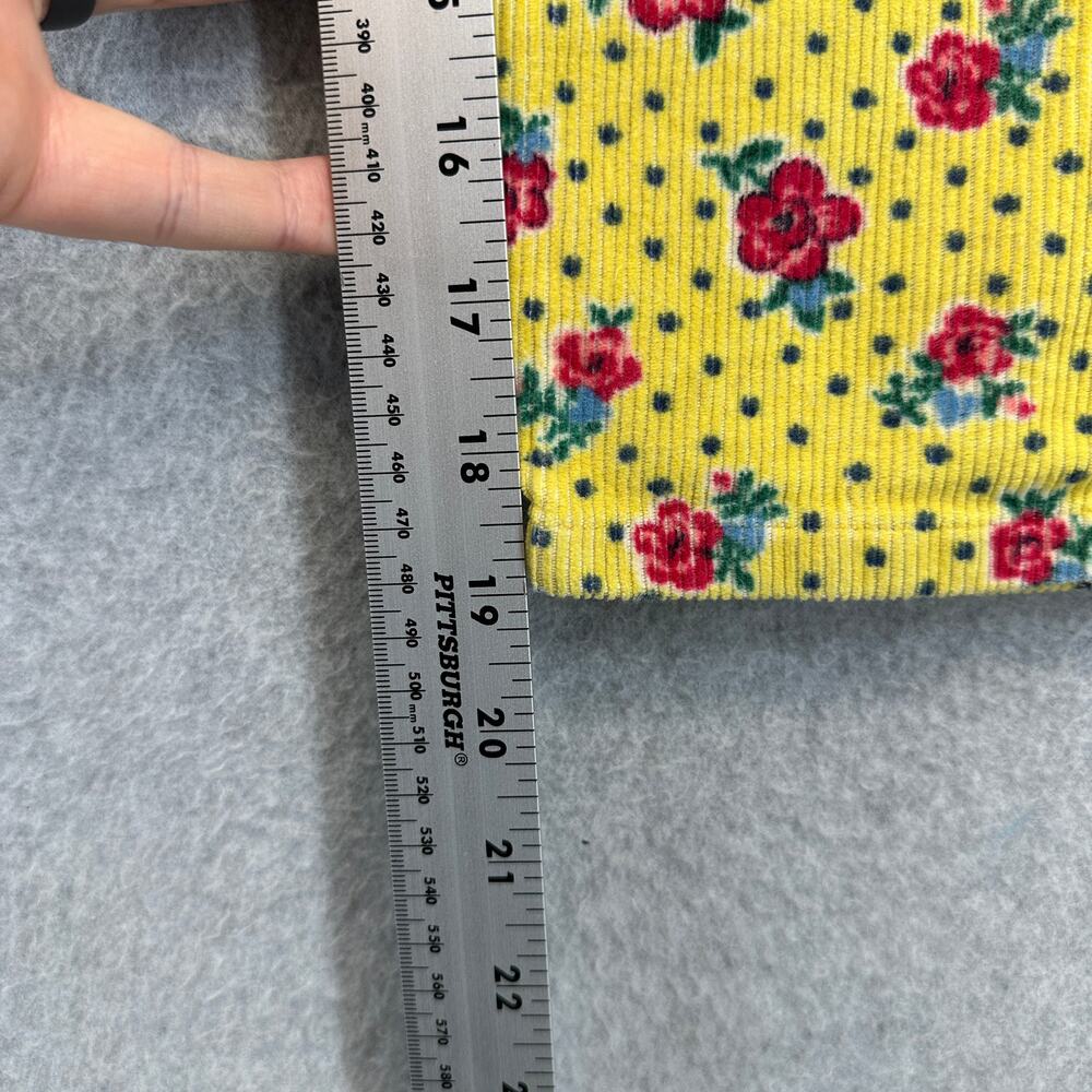 United Colors of Benetton Pants Girls Size 32 6 Yellow Floral Corduroy Side Zip - Picture 13 of 13